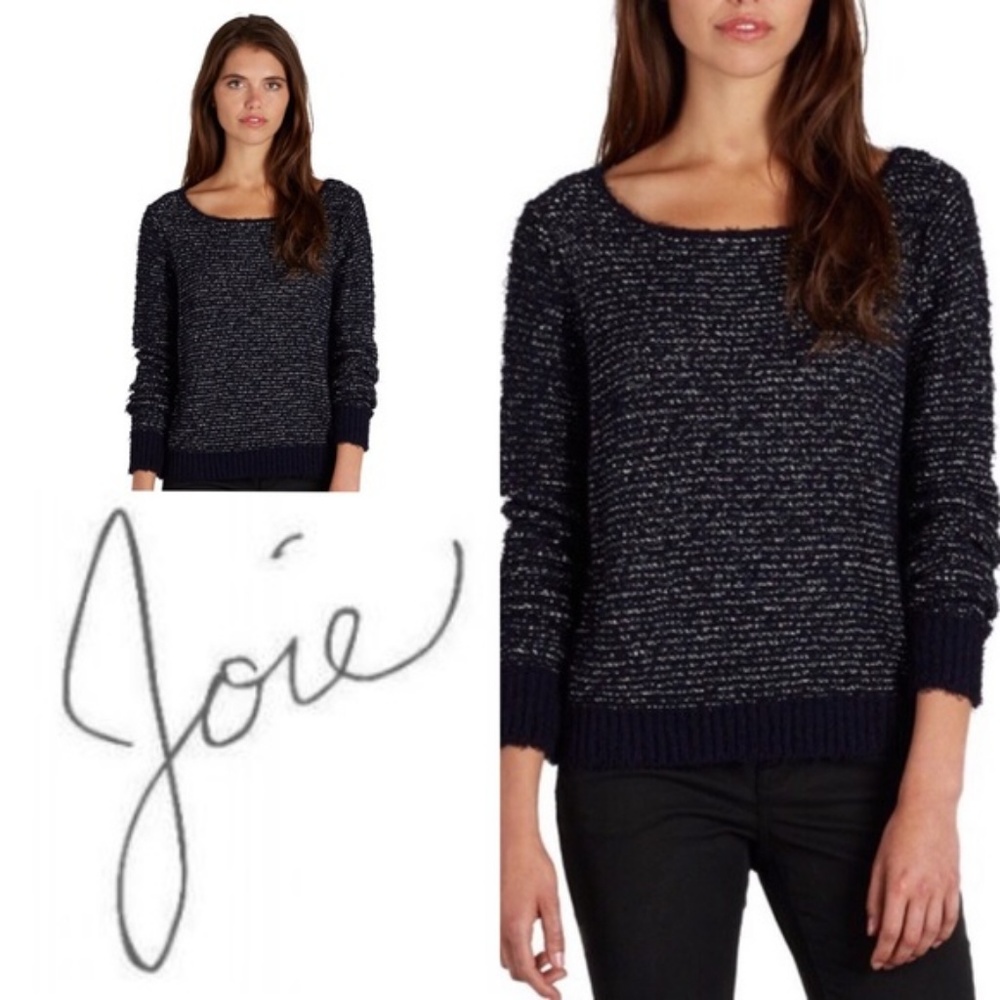 JOIE Dereka Midnight Blue Textured Sweater Medium